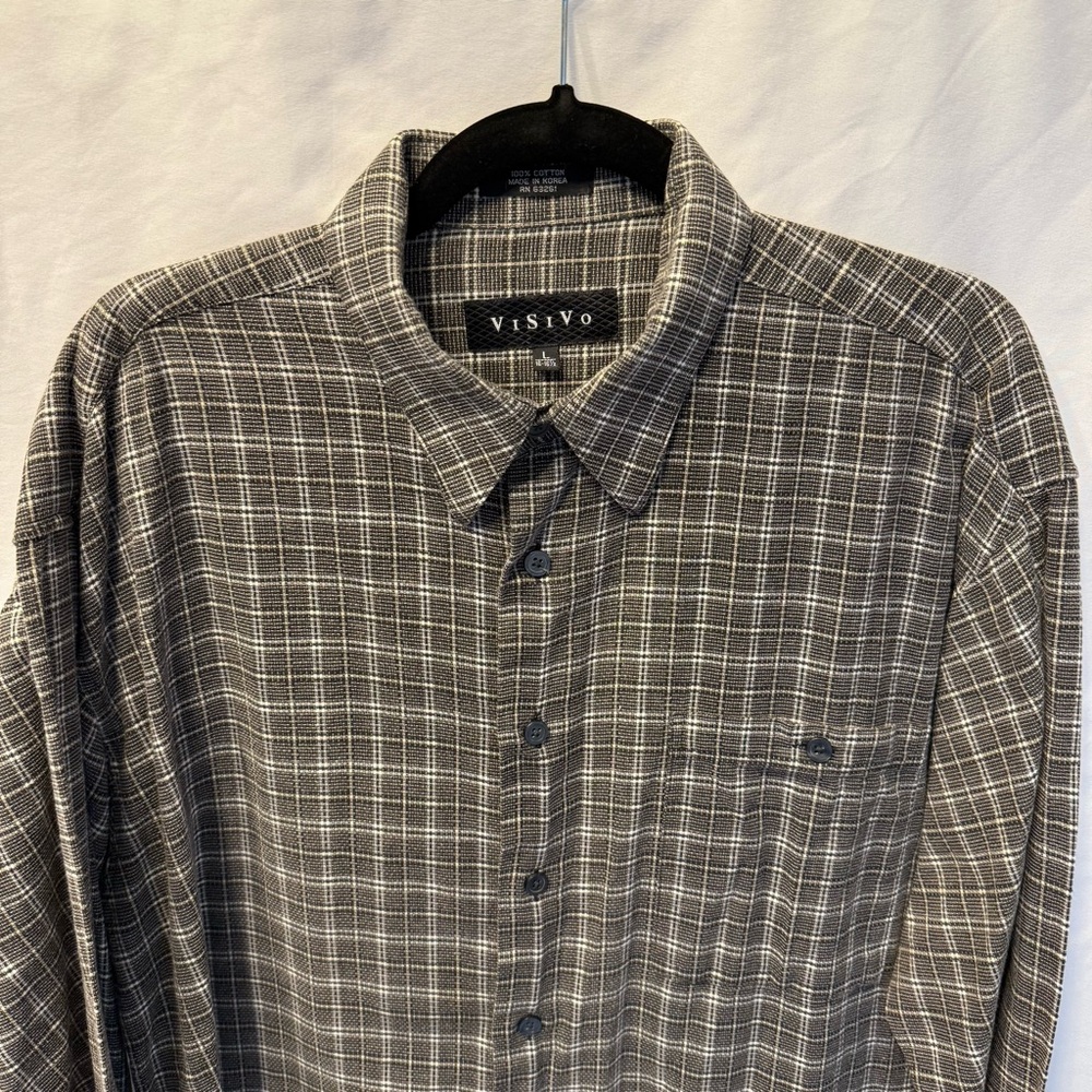 ViSiVo Textured Brown Plaid Button-Up Shirt Men’s L 16-16½‎ Classic Grandpacore - Picture 7 of 14